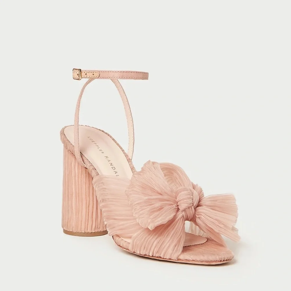 NEW NIB Loeffler Randall Camellia Beauty Pleated Bow Heels - Picture 2 of 10